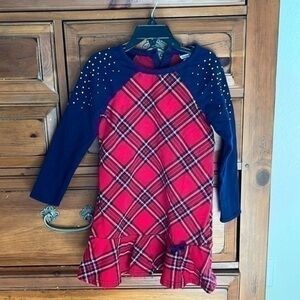 Hartstrings Girl’s red and blue plaid dress, size 5.